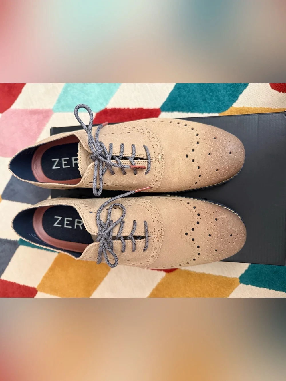 Cole Haan Zerogrand Wingtip Ox - Birch/Charcoal Grey - Size 9